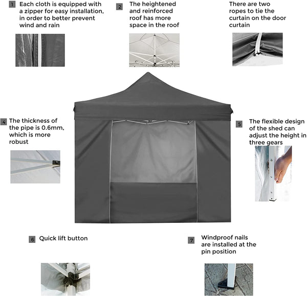 10' x 10' Pop Up Sidewall Canopy Tent - 5 pieces of sidewall with Rolling Storage Bag