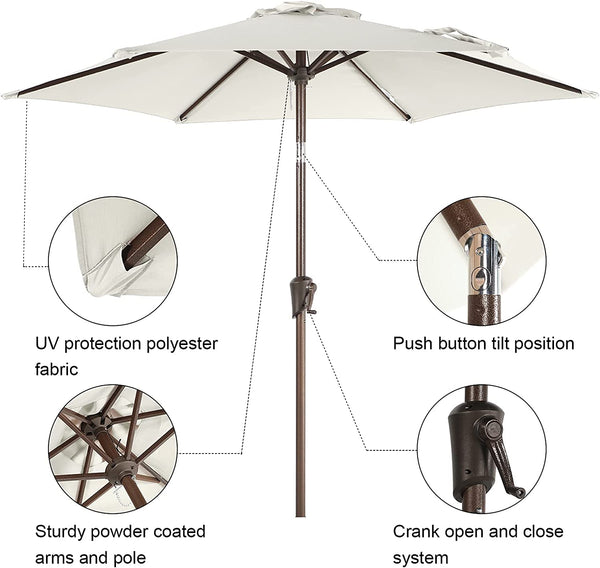 7.5ft Patio Umbrella Outdoor Table Market Umbrella with Push Button Tilt/Crank