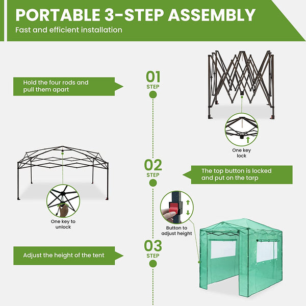 8'x 6' Portable Walk-in Instant Pop up Greenhouse
