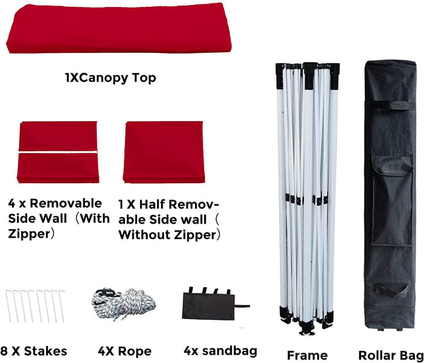 10' x 10' Pop Up Sidewall Canopy Tent - 5 pieces of sidewall with Rolling Storage Bag
