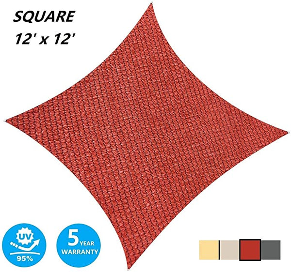 12' x 12' Square Sun Shade Sail UV Block Canopy for Outdoor,Sand
