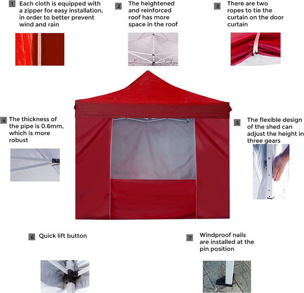 10' x 10' Pop Up Sidewall Canopy Tent - 5 pieces of sidewall with Rolling Storage Bag