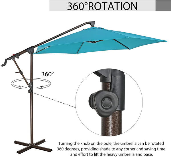 10ft Outdoor Cantilever Aluminum Umbrella