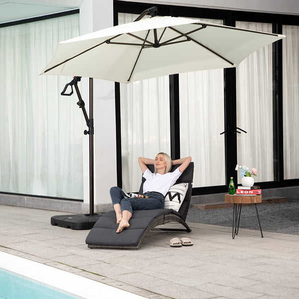 Patio Chaise Lounge, Outdoor Lounge Chair, PE Rattan Foldable Chaise Lounger