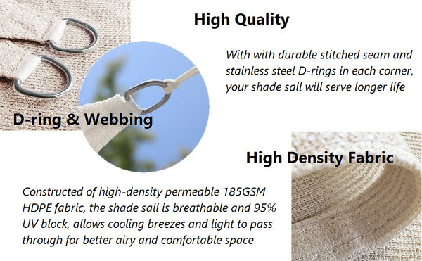 12' x 12' Square Sun Shade Sail UV Block Canopy for Outdoor,Sand