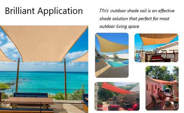 12' x 16' Rectangular Sun Shade Sail UV Block Canopy for Outdoor,Sand