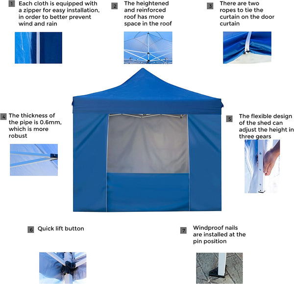10' x 10' Pop Up Sidewall Canopy Tent - 5 pieces of sidewall with Rolling Storage Bag