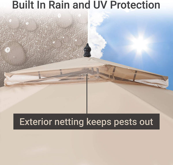 10x12 Outdoor Gazebo for Patios Canopy with Mosquito Netting for Lawn Garden Backyard