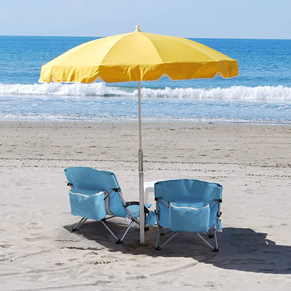 Outdoor Beach Chair Low Profile Mesh Back Folding Chair, 2 Pack, Blue