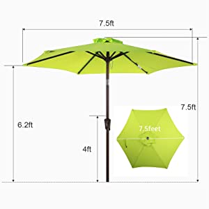 7.5ft Patio Umbrella Outdoor Table Market Umbrella with Push Button Tilt/Crank