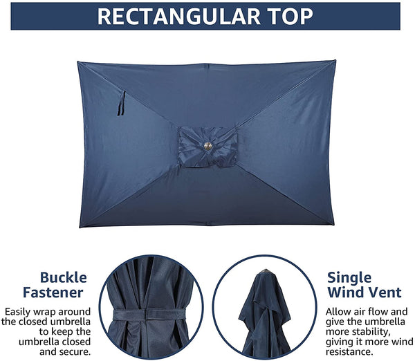 6.6 x 9.8ft Rectangular Patio Umbrella with Push Button Tilt/Crank