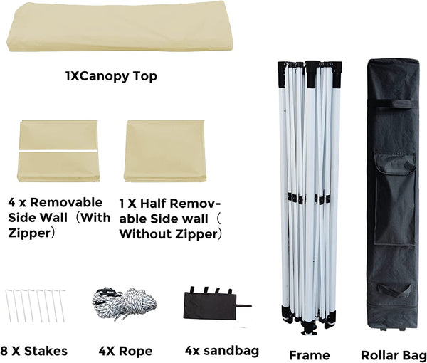 10' x 10' Pop Up Sidewall Canopy Tent - 5 pieces of sidewall with Rolling Storage Bag
