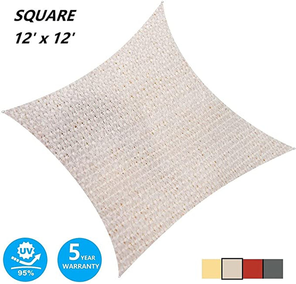 12' x 12' Square Sun Shade Sail UV Block Canopy for Outdoor,Sand