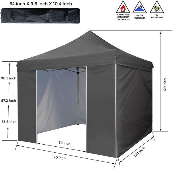 10' x 10' Pop Up Sidewall Canopy Tent - 5 pieces of sidewall with Rolling Storage Bag
