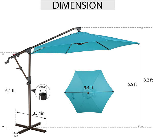 10ft Outdoor Cantilever Aluminum Umbrella