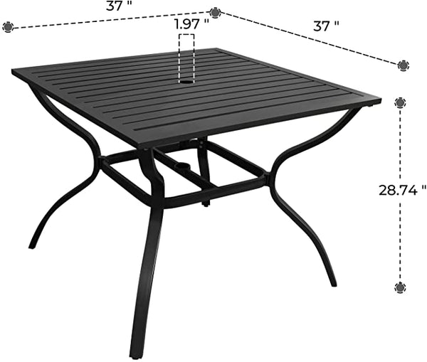 Square Aluminum Outdoor Dining Table for Lawn Backyard Garden
