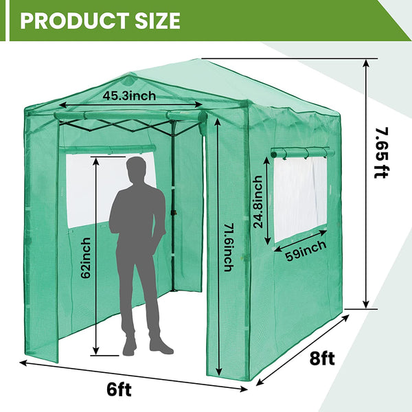 8'x 6' Portable Walk-in Instant Pop up Greenhouse