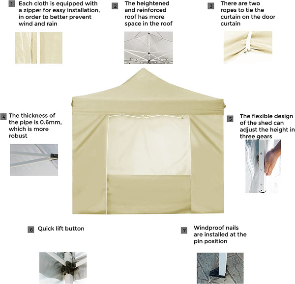 10' x 10' Pop Up Sidewall Canopy Tent - 5 pieces of sidewall with Rolling Storage Bag