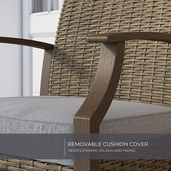 Outdoor Patio Chairs Set of 2 with Ottoman and Coffee Table 5 Piece Outdoor Patio Furniture Set for Porch,Balcony,Backyard,Poolside