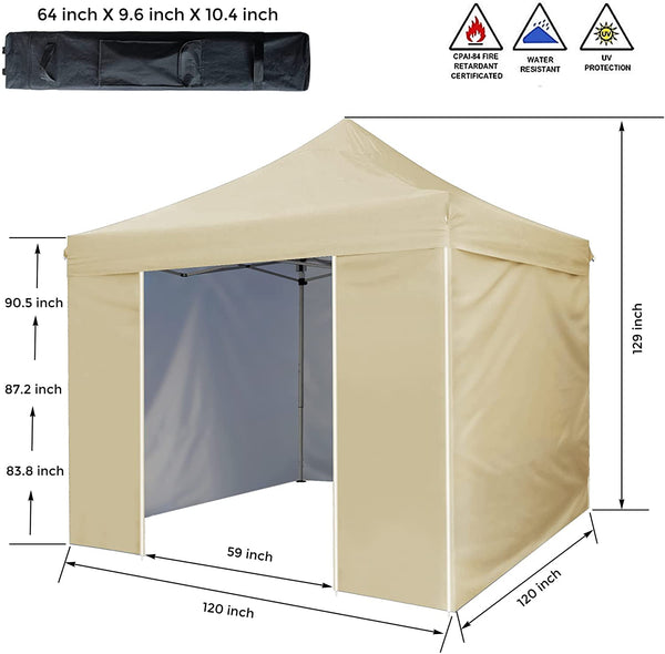 10' x 10' Pop Up Sidewall Canopy Tent - 5 pieces of sidewall with Rolling Storage Bag