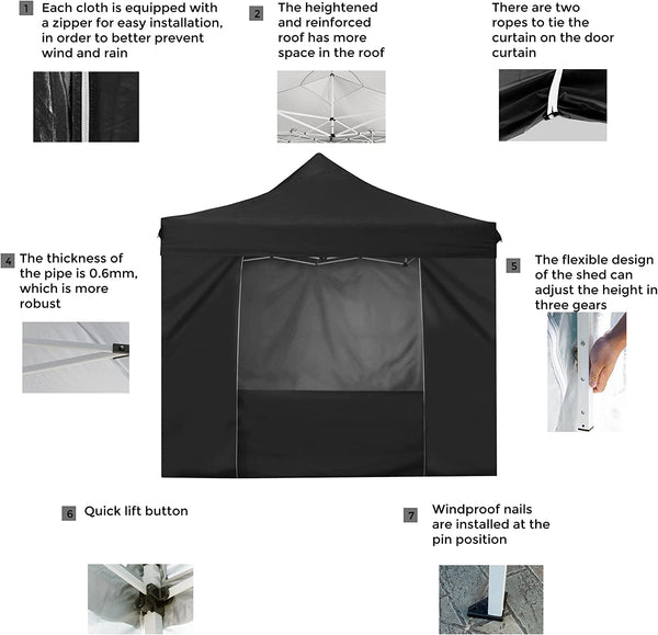 10' x 10' Pop Up Sidewall Canopy Tent - 5 pieces of sidewall with Rolling Storage Bag