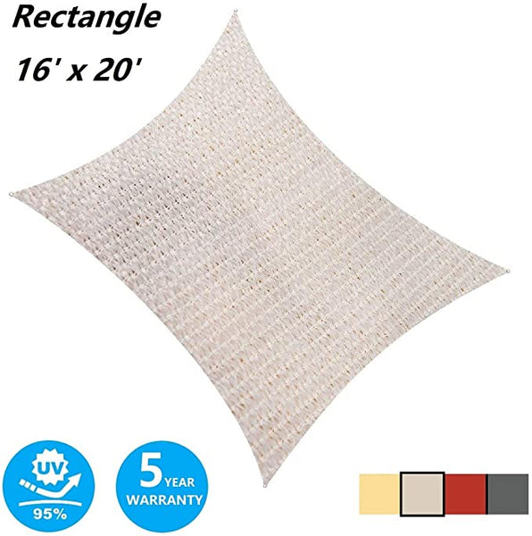 16' x 20' Rectangular Sun Shade Sail UV Block Canopy for Outdoor,Sand