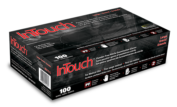 Atlantic Safety InTouch Small Powder-Free Black 5mil Nitrile Disposable Gloves 100ct