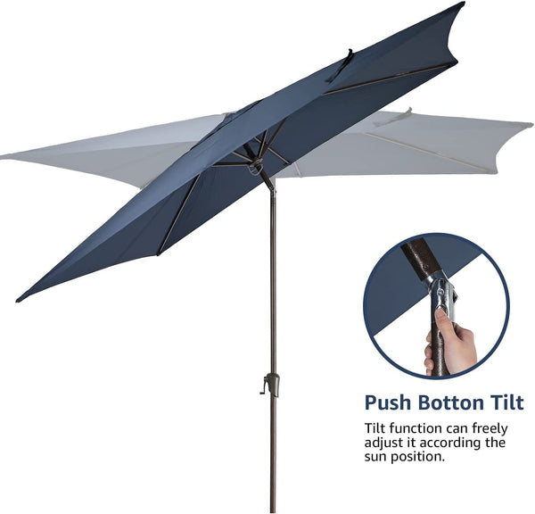 6.6 x 9.8ft Rectangular Patio Umbrella with Push Button Tilt/Crank