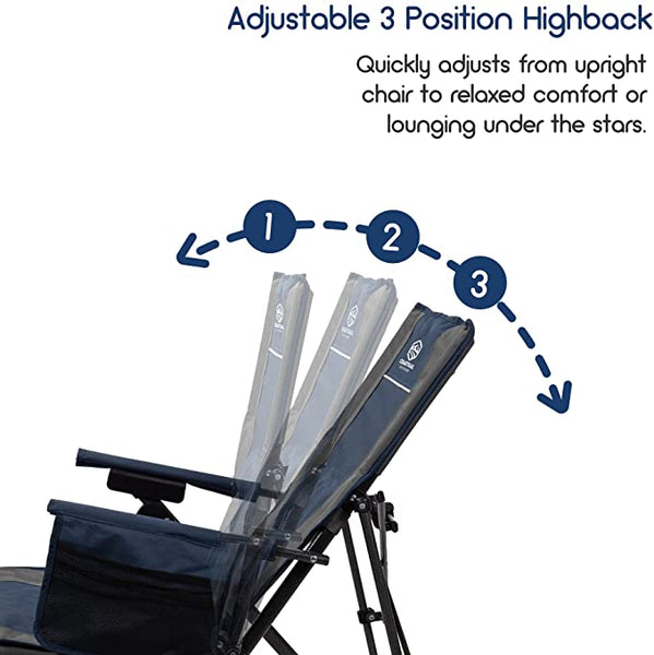 Outdoor Camping Chair Adjustable 3 Position Reclining Lounge Chairs for Patio Garden