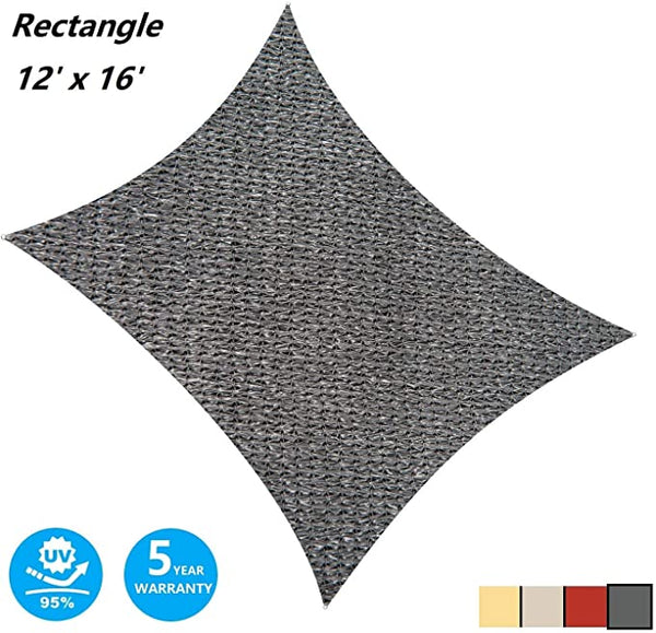 12' x 16' Rectangular Sun Shade Sail UV Block Canopy for Outdoor,Sand