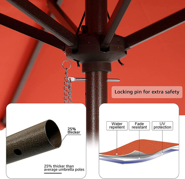 7.5ft Patio Umbrella Outdoor Table Market Umbrella with Push Button Tilt/Crank