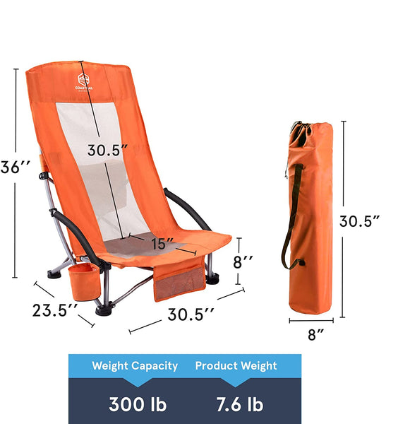 Outdoor Beach Chair High Back Folding Mesh Low Seat Sand Chair,1 Pack