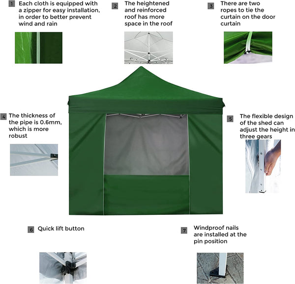 10' x 10' Pop Up Sidewall Canopy Tent - 5 pieces of sidewall with Rolling Storage Bag