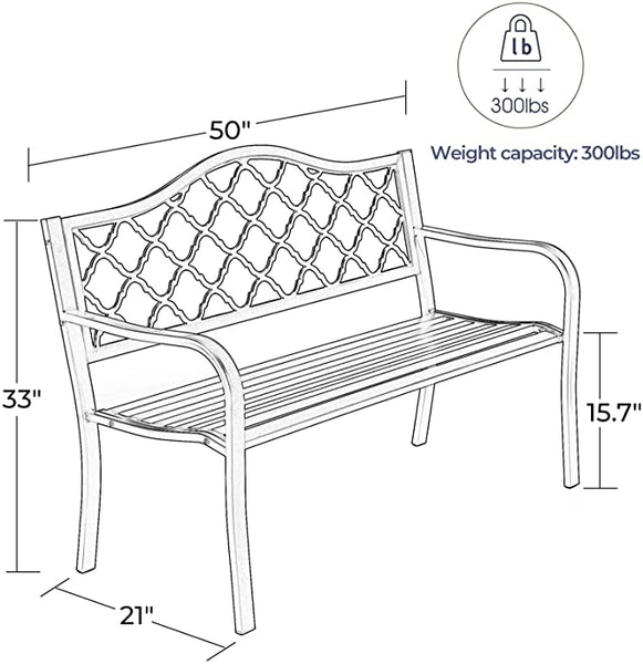 50" Outdoor Patio Bench Patio Furniture Chair for Porch Park Garden