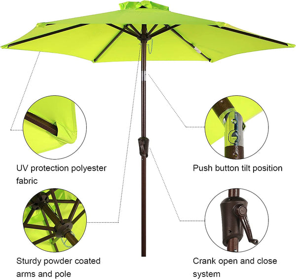 7.5ft Patio Umbrella Outdoor Table Market Umbrella with Push Button Tilt/Crank