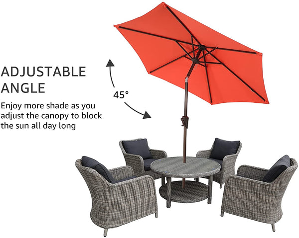 7.5ft Patio Umbrella Outdoor Table Market Umbrella with Push Button Tilt/Crank