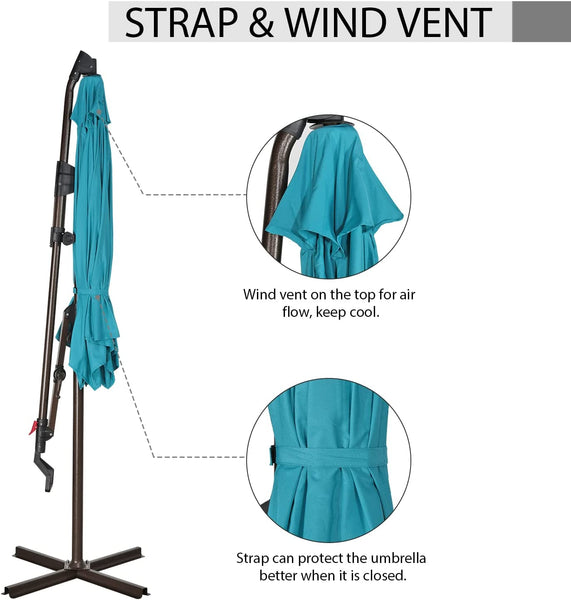 10ft Outdoor Cantilever Aluminum Umbrella