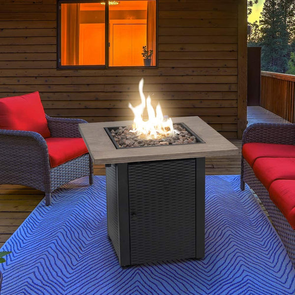 28" Square 48000 BTU Outdoor Propane Gas Fire Pit Table