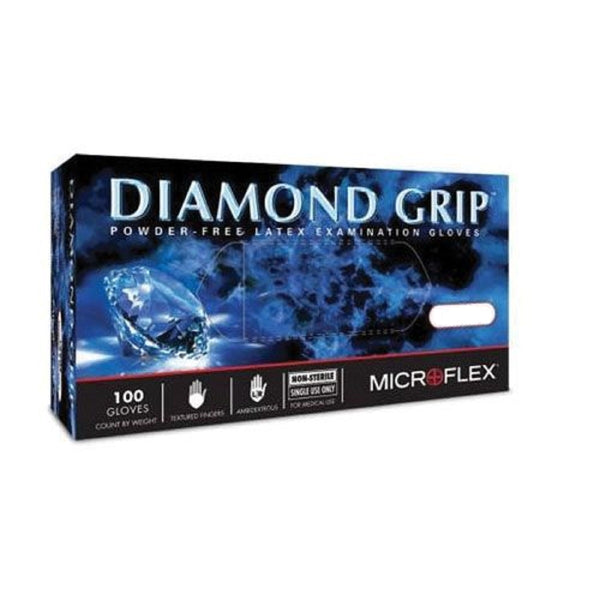 Microflex Diamond Grip MF-300-L Disposable Exam Latex Gloves, Large 10 Boxes/1 Case - For Your Safety USA