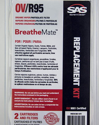SAS Safety BreatheMate R95 300-1071 Cartridge/Filter Combo, For: BreatheMate Respirators