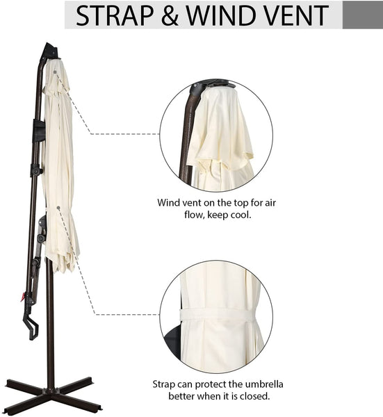 10ft Outdoor Cantilever Aluminum Umbrella