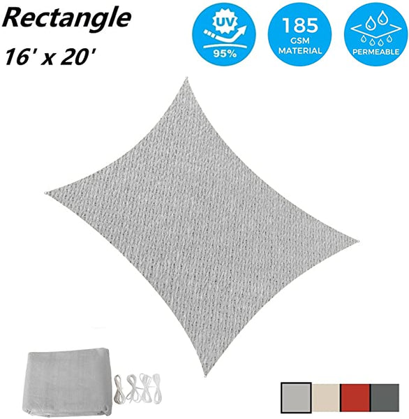 16' x 20' Sun Shade Sail Rectangle Canopy, UV Block Awning Durable for Outdoor Patio Carport Garden Backyard Balcony, Blue