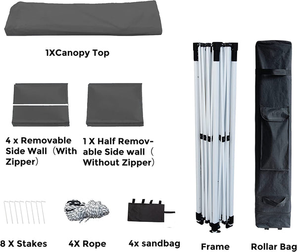 10' x 10' Pop Up Sidewall Canopy Tent - 5 pieces of sidewall with Rolling Storage Bag