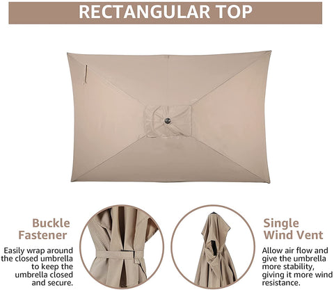 6.6 x 9.8ft Rectangular Patio Umbrella with Push Button Tilt/Crank