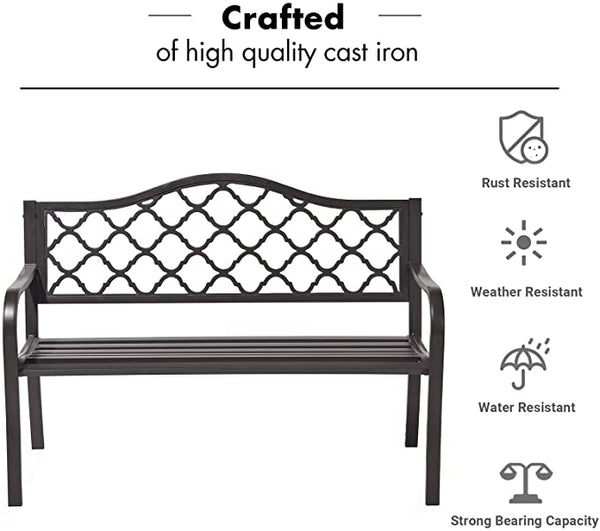 50" Outdoor Patio Bench Patio Furniture Chair for Porch Park Garden