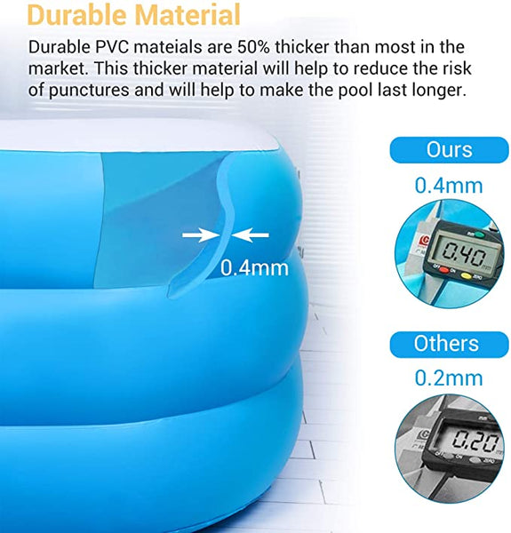 Inflatable Swimming Pool Full-Sized Above Ground Kid Family Outdoor Lounge Pool,100"x 66"x 23"