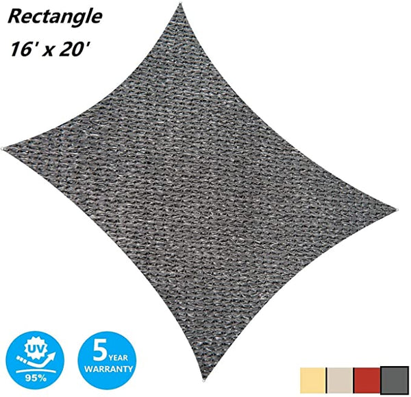 16' x 20' Rectangular Sun Shade Sail UV Block Canopy for Outdoor,Sand