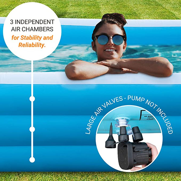 Inflatable Swimming Pool Full-Sized Above Ground Kid Family Outdoor Lounge Pool,100"x 66"x 23"