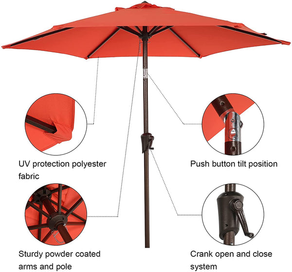 7.5ft Patio Umbrella Outdoor Table Market Umbrella with Push Button Tilt/Crank