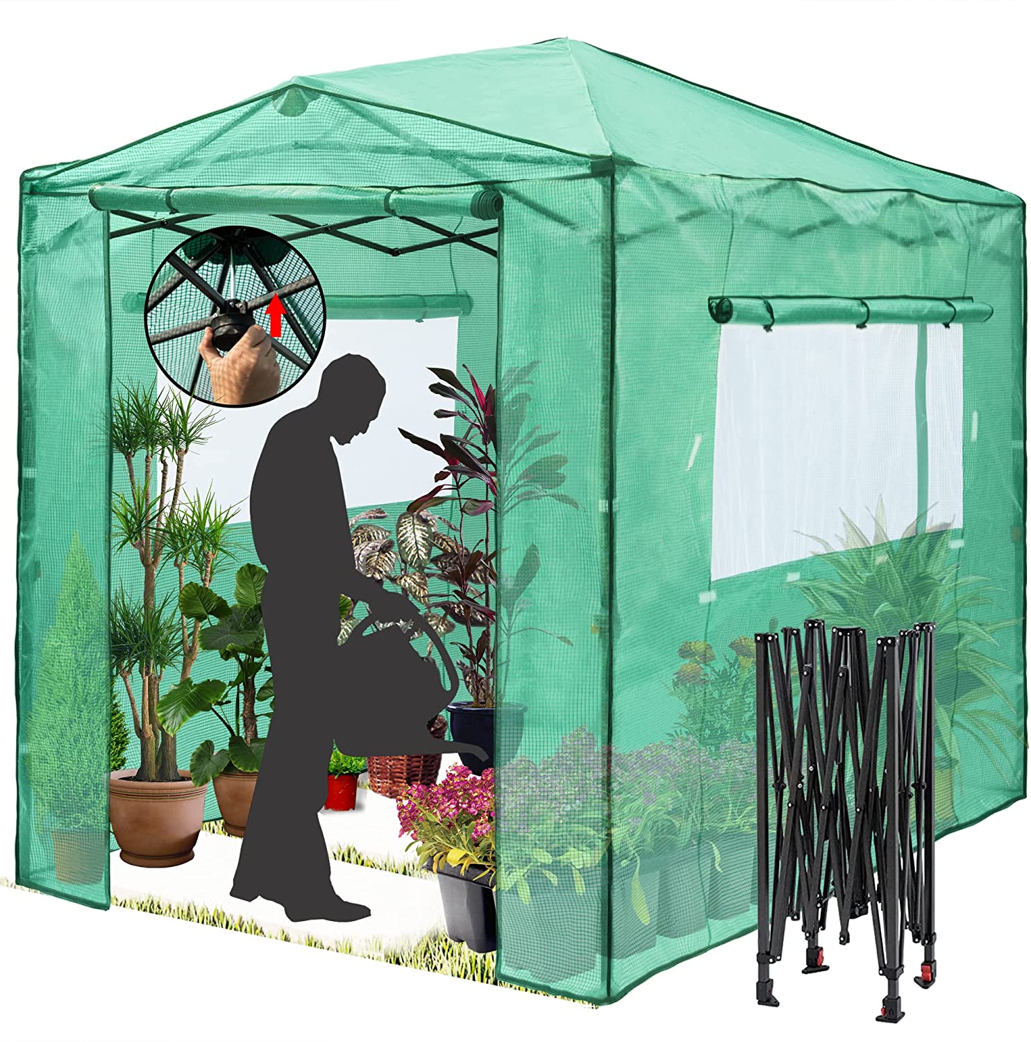 8'x 6' Portable Walk-in Instant Pop up Greenhouse